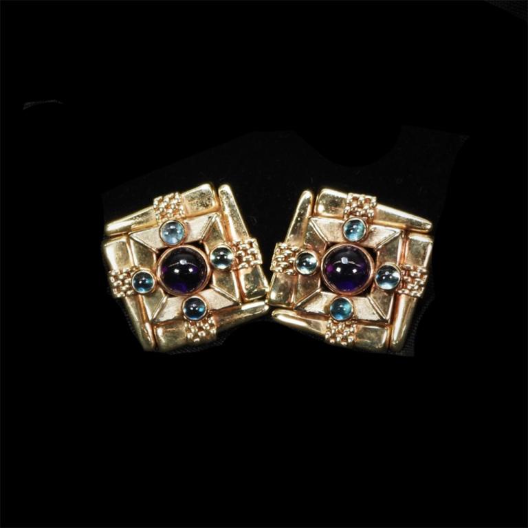 PR 14K Gold Amethyst & Topaz Earrings (1 of 7)