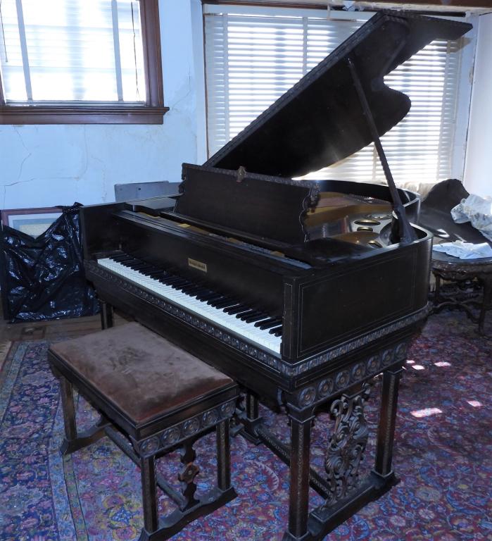 Marshall & Wendell Ampico Player Piano w/ Rolls: New York,Circa 1920 Marshall & Wendall Ampico Player piano, includes an abundance of cylinders. NOTE: Buyers responsibility and to pay for the expenses to have piano removed from estate by professiona