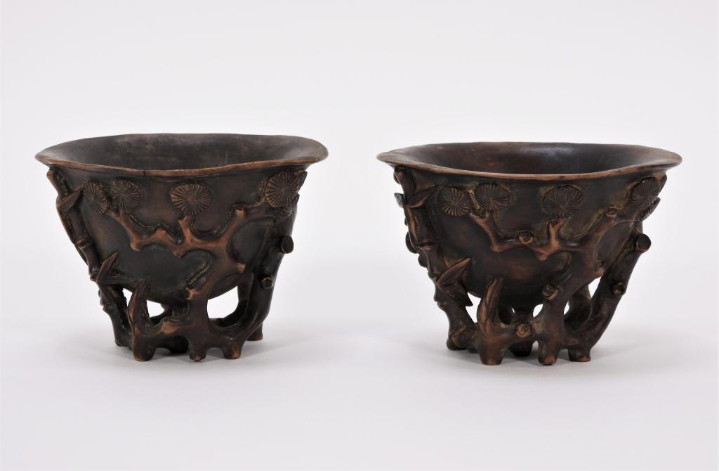 PR Chinese Carved Wood Libation Cups (1 of 7)