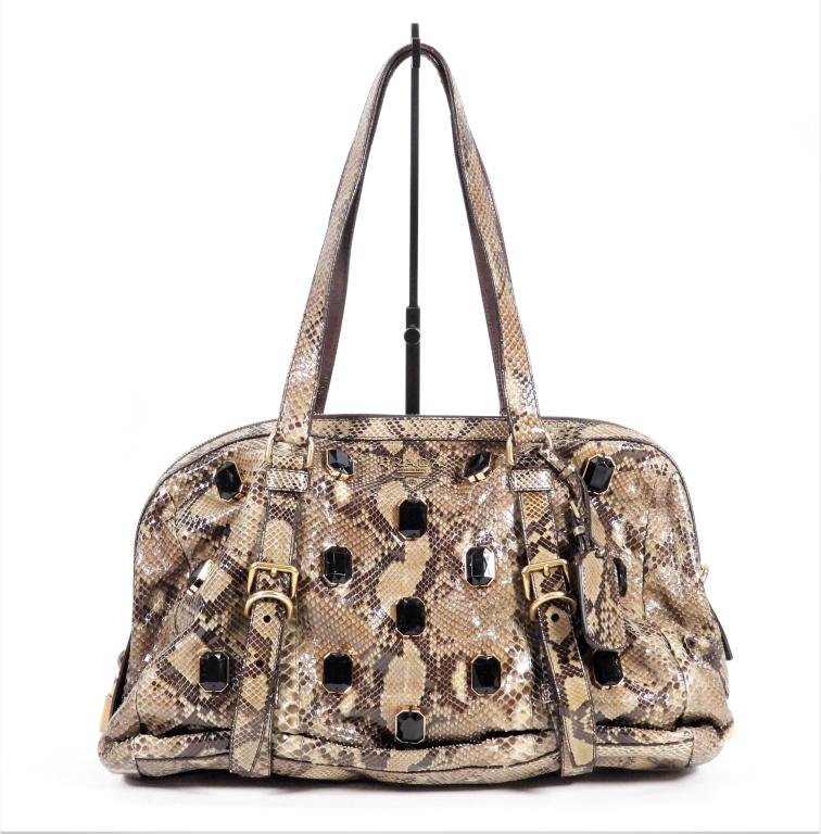 Prada Brown Leather Snakeskin Bag