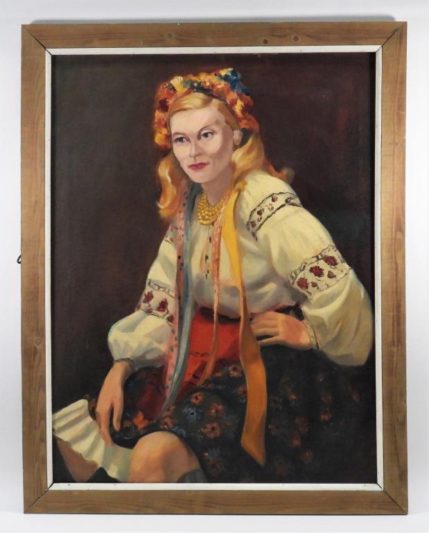 John E. Huszer Ukrainian Woman Portrait Painting (1 of 11)