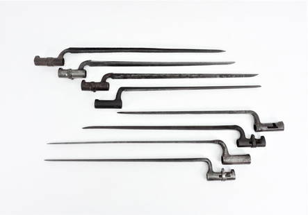 Eight Socket Bayonets: Three British P.53 Enfield bayonets; a U.S. Model 1855 bayonet with a hole drilled in the socket; a relic condition Austrian Lorenz bayonet, an Austrian Model 1799 socket bayonet; and two U.S. Model
