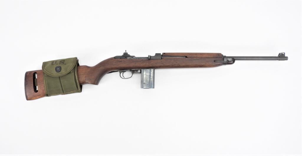 U.S. Inland M1 Carbine: United States C. 1943 .30 carbine caliber, serial number 315333, walnut stock with a light ordnance wheel stamp on the right side of the butt, parkerized finish, marked on the receiver ring "U.S. CARB