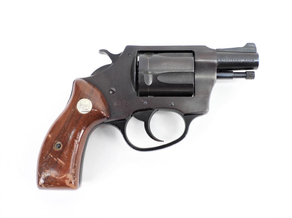 Charter Arms Off Duty Revolver: United States .38 Special, serial number 896378, walnut grips with Charter Arms medallions, blued finish, marked on the left side of the barrel "OFF DUTY .38 SPL.", and marked on the right side of the