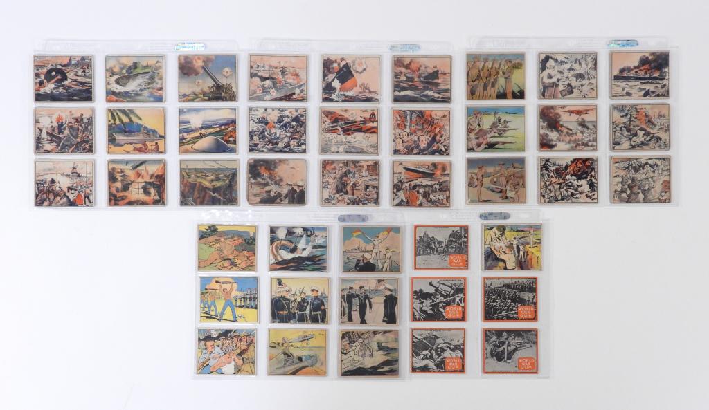 42PC Gum Inc. Goudey War Trading Card Group: United States,1939-1941 Group of 42 different 1940's War era trading cards including 1933 Goudey World War, 1939 Gum, Inc. The World In Arms?, 1940 Gum, Inc. War News, and 1941 Gum, Inc. Uncle Sam, ca