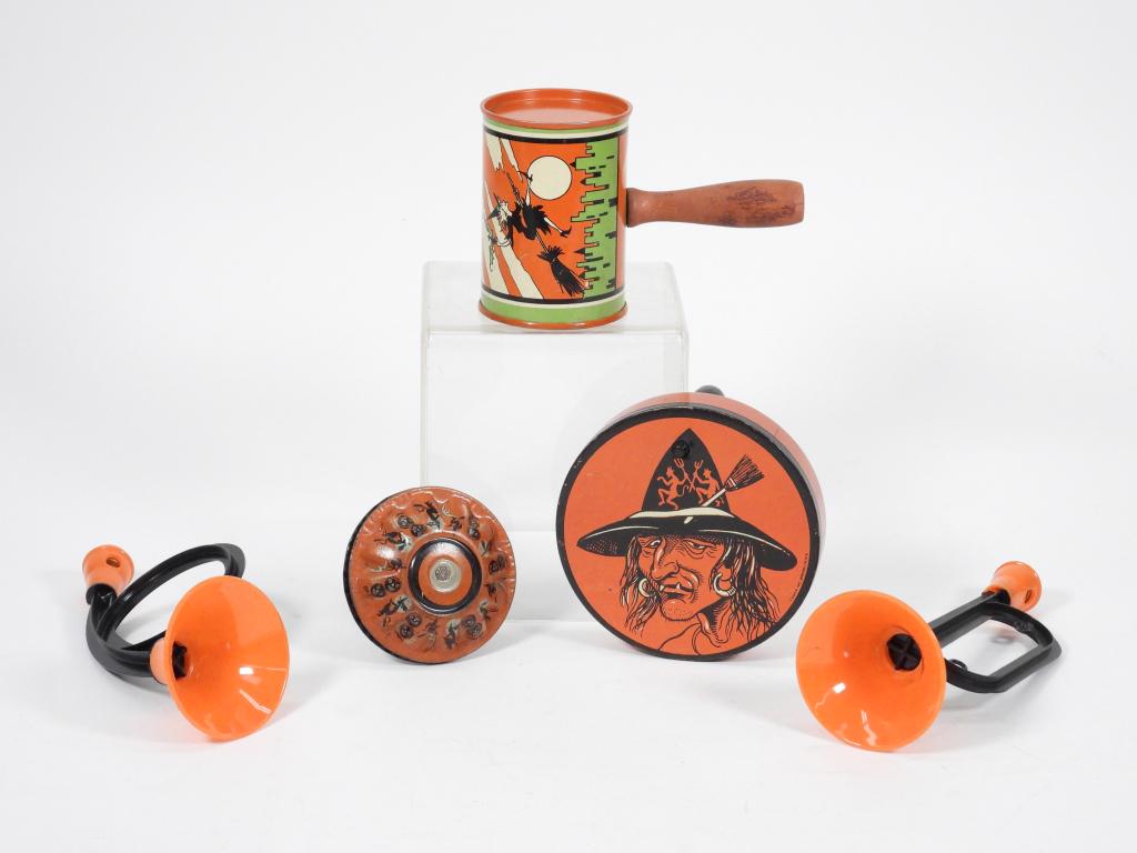 5PC Early Halloween Tin Plastic Noise Maker Toys (1 of 10)