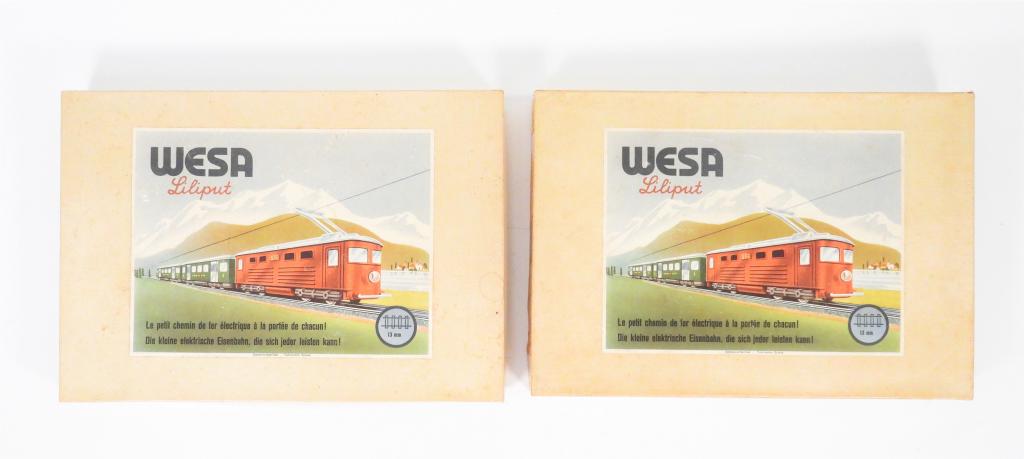 2PC C.1950 Swiss Wesa Liliput 13mm Train Set MIB (1 of 7)