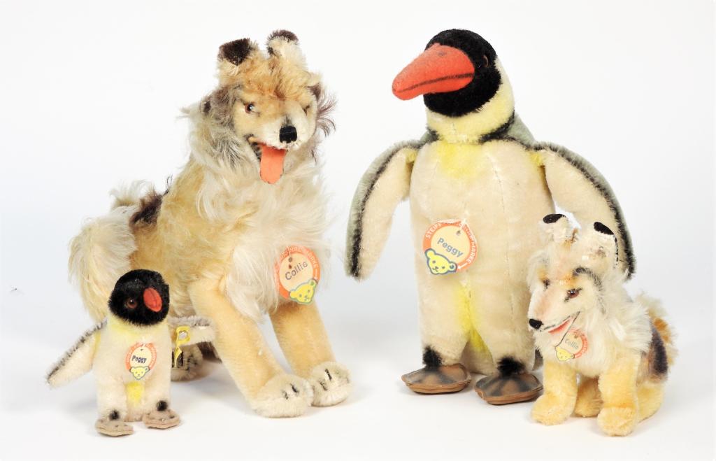 4PC Antique Steiff Collie Dog Peggy Pengun Group (1 of 8)
