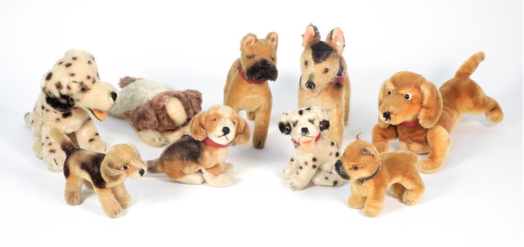 9PC Antique German Steiff Mohair Dog Toys (1 of 7)