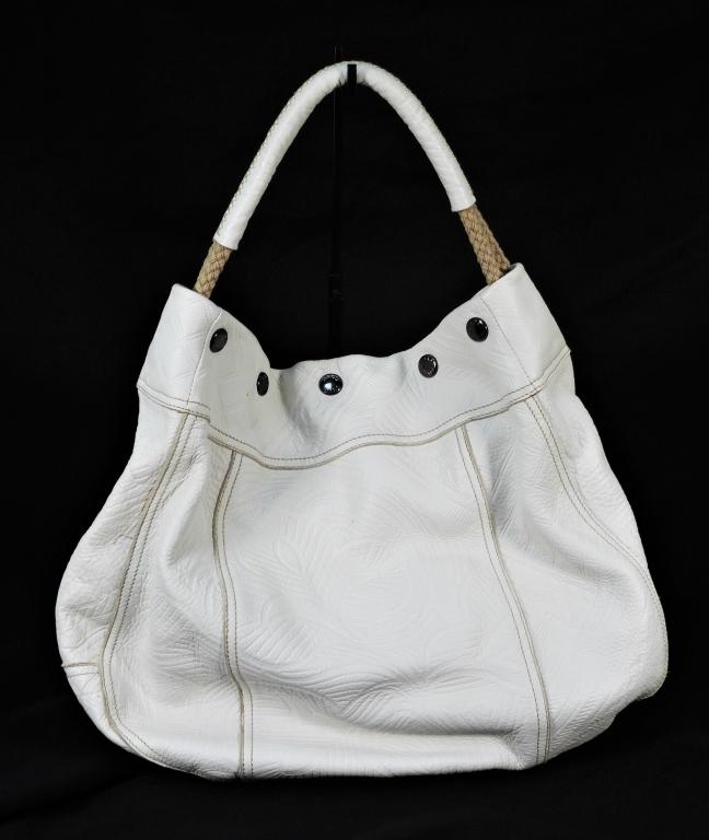Prada White Embossed Leather Handbag (1 of 6)