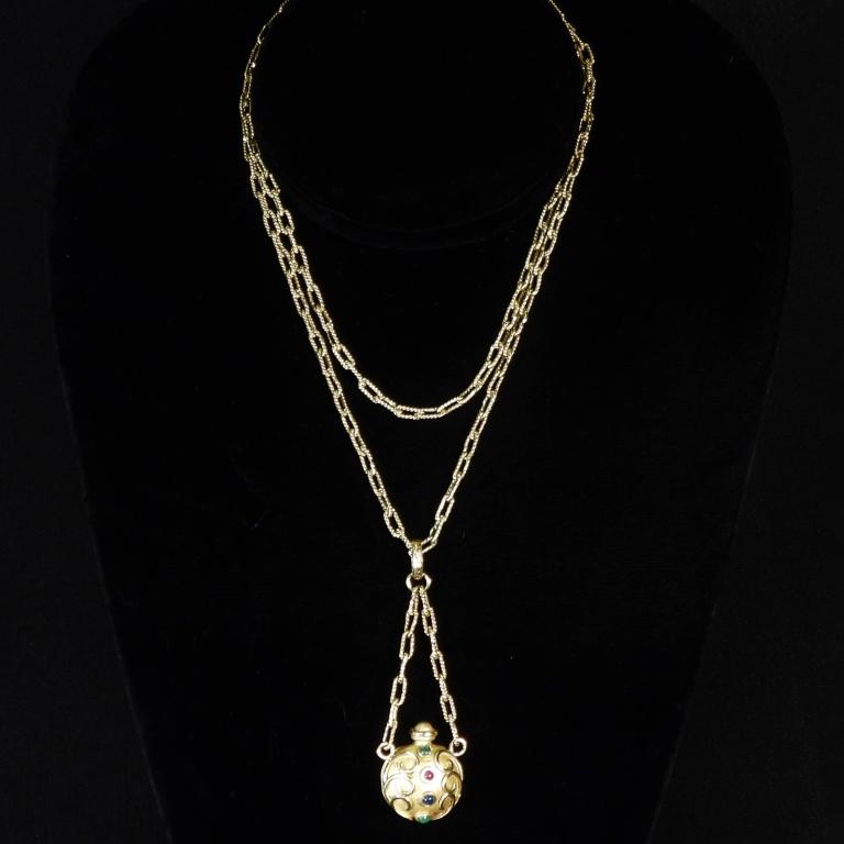 18K Gold Ruby Sapphire & Emerald Necklace (1 of 7)