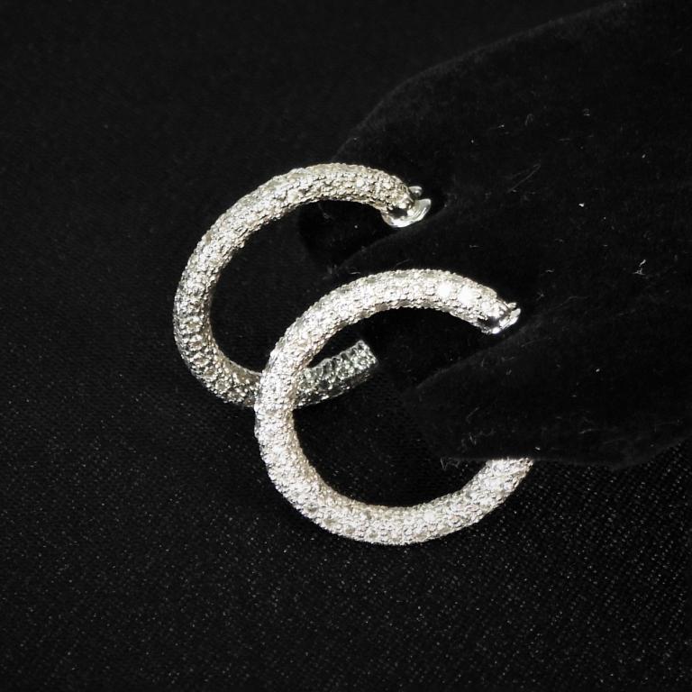 PR 14K Gold & Diamond Hoop Earrings (1 of 6)