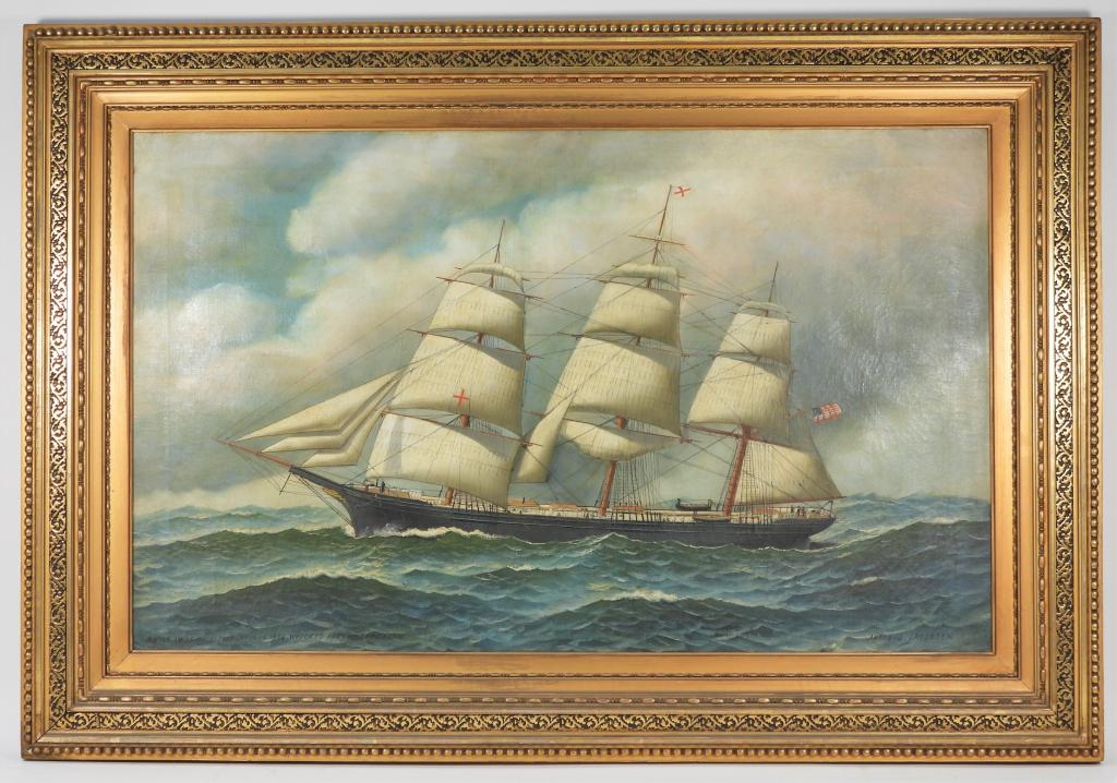 Antonio Jacobsen Dreadnought Ship Painting: Antonio Nicolo Gasparo JacobsenNew York, New Jersey, Denmark 1850-1921 Depicts the clipper ship Dreadnought, built in 1853 for the American Red Cross Line to compete with other steamships of the time.