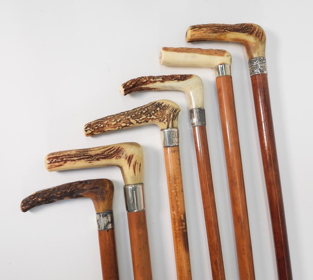 6PC Malacca & Antler Canes Walking Sticks (1 of 10)