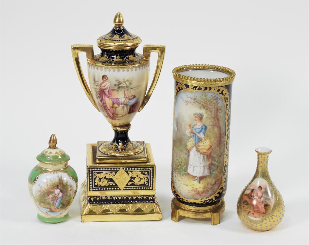 4PC European Sevres Style Porcelain Portrait Vases (1 of 11)