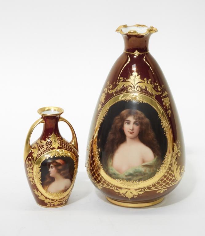 2PC Royal Vienna Miniature Portrait Vases (1 of 9)