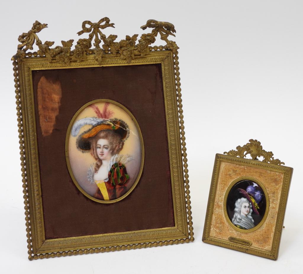 2PC Miniature Enamel Porcelain Portrait Painting (1 of 9)
