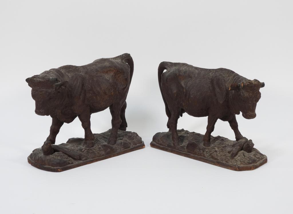 PR German Black Forest Carved Bull Sculptures (1 of 11)