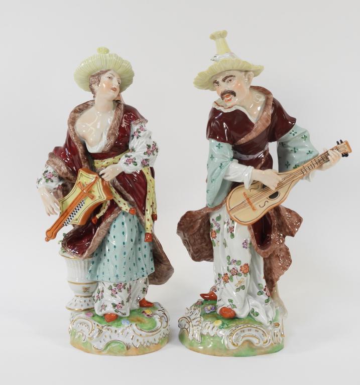 2PC Dresden Porcelain Malabar Musician Sculptures (1 of 12)