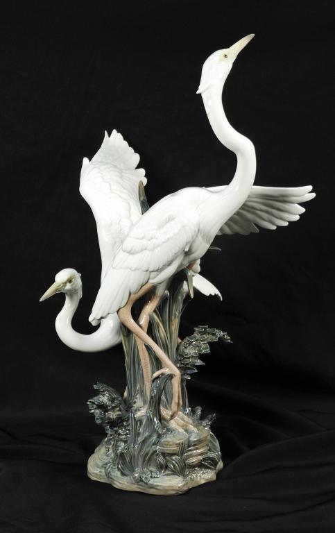 LG Lladro Egret Group Porcelain Sculpture (1 of 12)