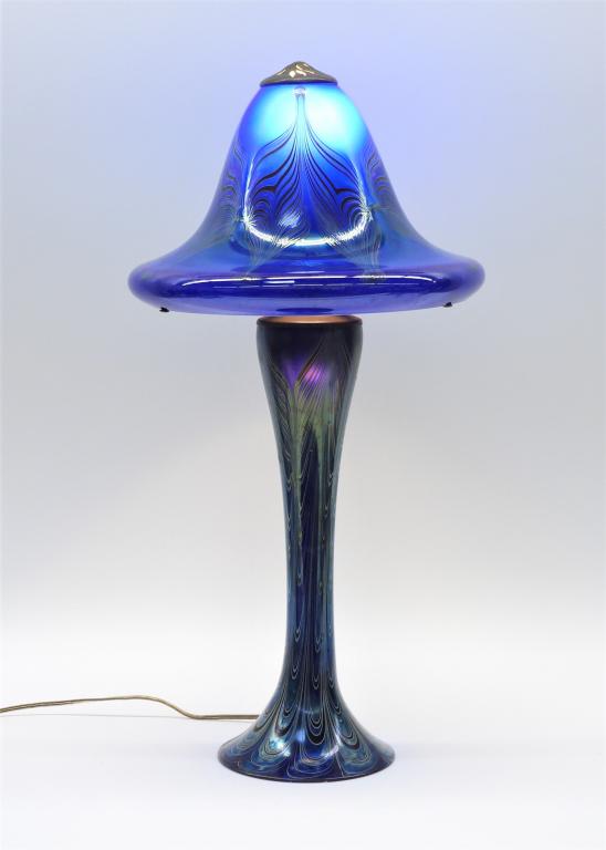 Joe Clearman Blue Pulled Feather Art Glass Lamp (1 of 12)