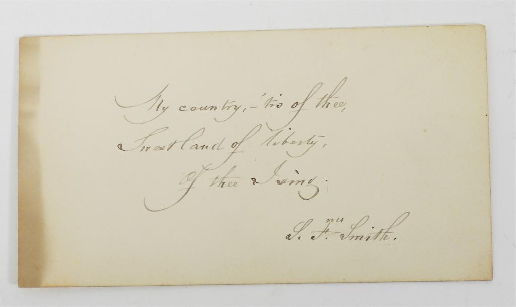 Samuel F. Smith Autographed Card (1 of 3)