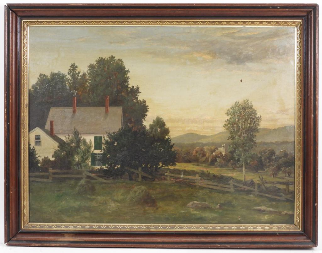 American School Folk Art Farm Landscape Painting (1 of 9)