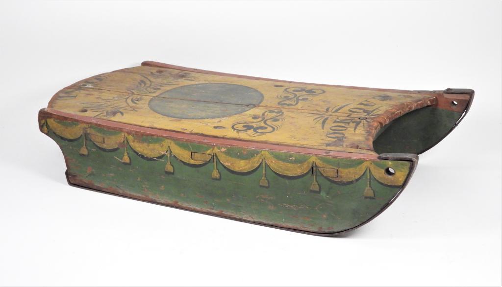 Incredible 1830 Paint Decorated Child's Sled (1 of 10)