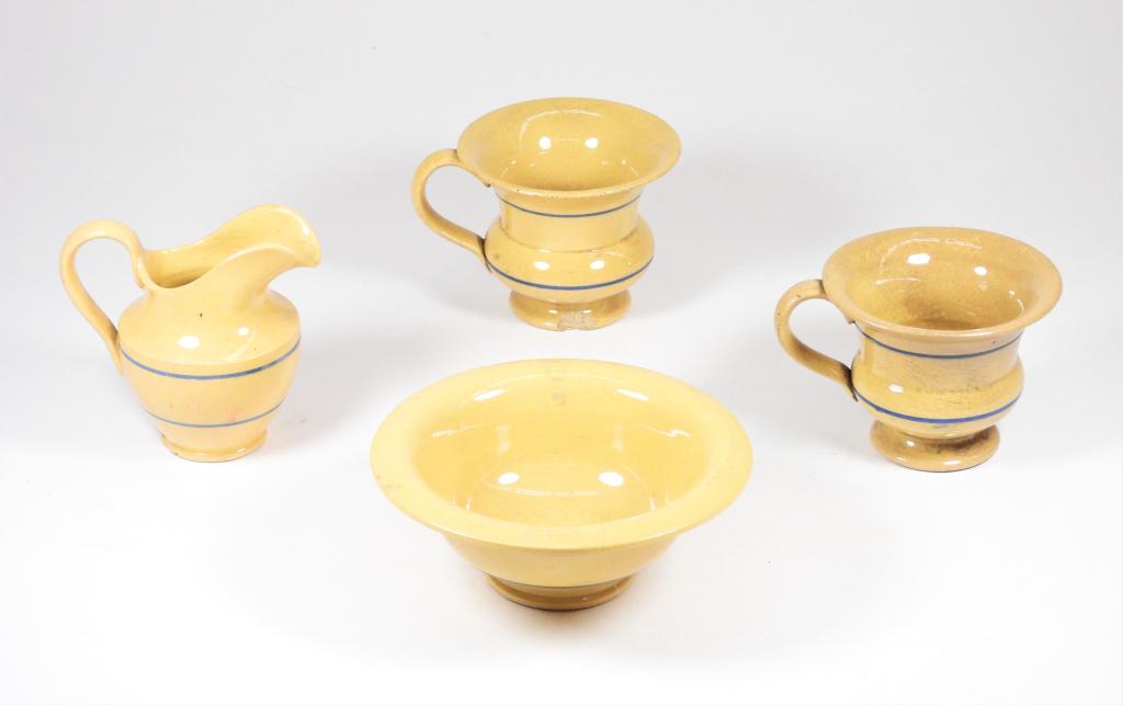 4PC C1840 American Miniature Toy Banded Yellowware (1 of 6)