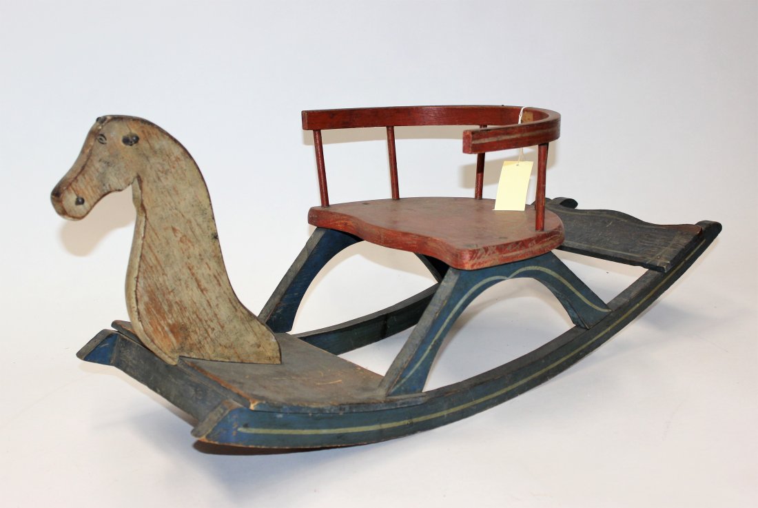 Great C.1860 American Painted Wood Rocking Horse (1 of 5)