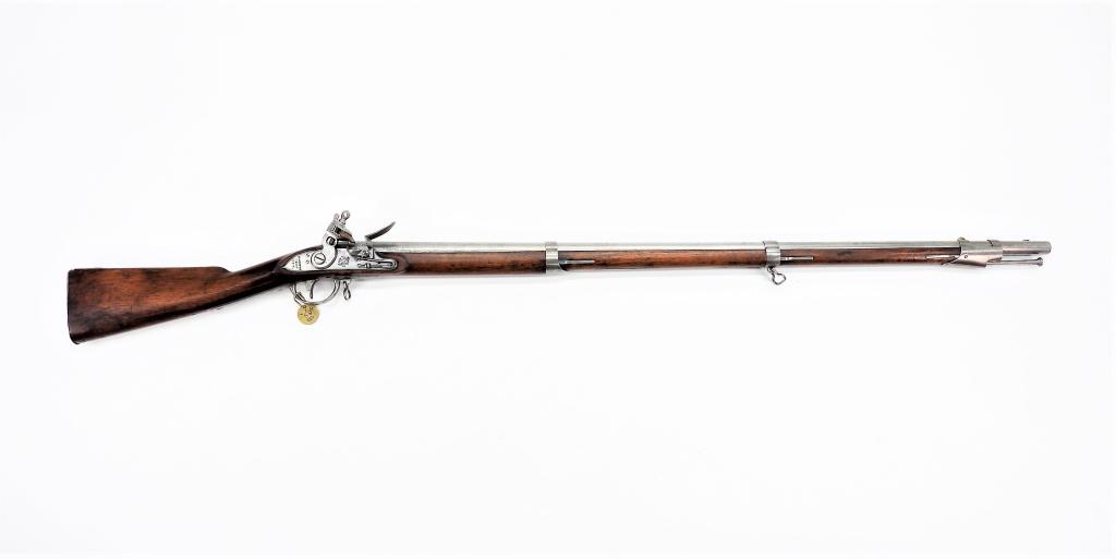 U.S. Harper's Ferry Model 1816 Musket: United States C. 1818 .69 bore, NSN, walnut stock with cartouche marks on the left side, "LEWIS K. AUSTIN" is carved on the left side of the butt with "1790" in black ink below, steel fittings, lock m