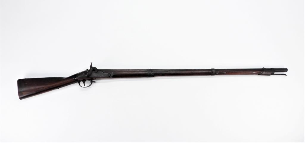 Confederate Conversion Evans Model 1816 Musket: United States C. 1833 .72 bore, NSN, walnut stock with a cartouche mark on the left side and in front of the butt plate tang, steel fittings, lock marked "1833" on the tail with "US" crossed out, mark