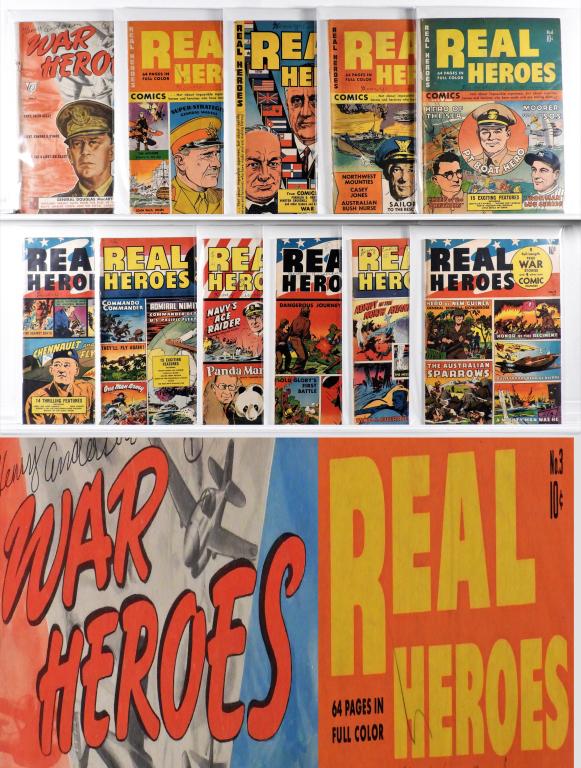 11PC Golden Age War Heroes Real Heroes WWII Comics (1 of 3)