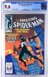 Marvel Comics Amazing Spider-Man #252 CGC 9.6: United States,1984 Marvel Comics Amazing Spider-Man issue 252 from May, 1984. The book ties with Marvel Team-Up #141 for first appearance of the black costume and an Amazing Fantasy #15 cover homage.