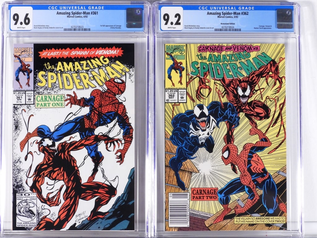 2PC Marvel Comics Amazing Spider-Man #361 #362 CGC (1 of 2)