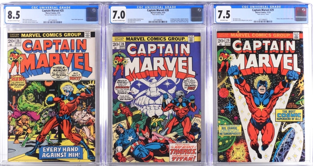 3PC Marvel Comics Captain Marvel #25 #28 #29 CGC (1 of 2)
