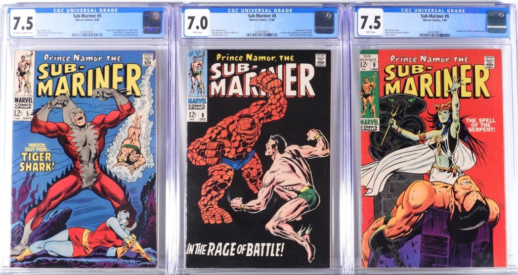 3PC Marvel Comics Sub-Mariner #5 #8 #9 CGC Group (1 of 2)