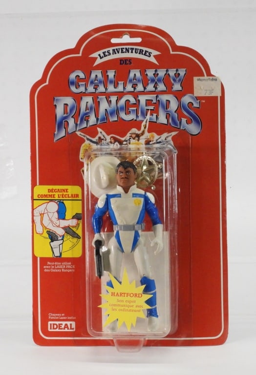 1986 Adventures of the Galaxy Rangers Doc MOSC: France,1986 1986 French Galoob/Ideal Adventures of the Galaxy Rangers Walter "Doc" Hartford, C7.5 factory sealed with moderate wear as expected from age and storage, corner and edge wear with areas of