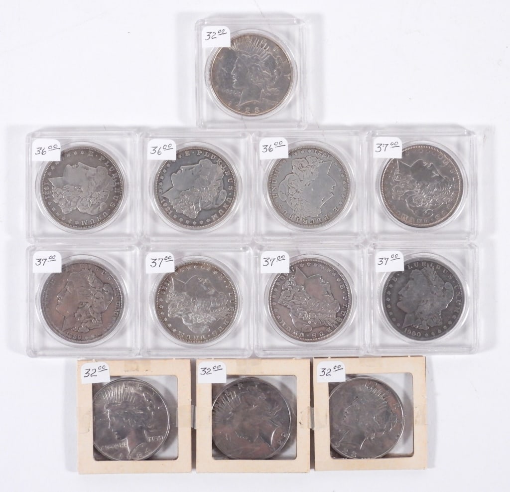 12PC Collection of Morgan & Peace Silver Dollars (1 of 8)