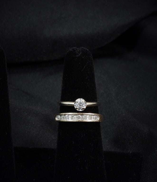 2PC 14K Gold & Diamond Estate Ring Set (1 of 8)