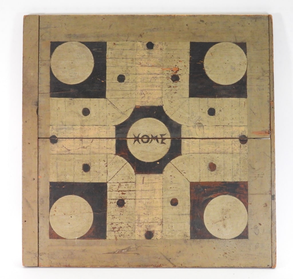 19C Antique Painted Parcheesi Board (1 of 10)