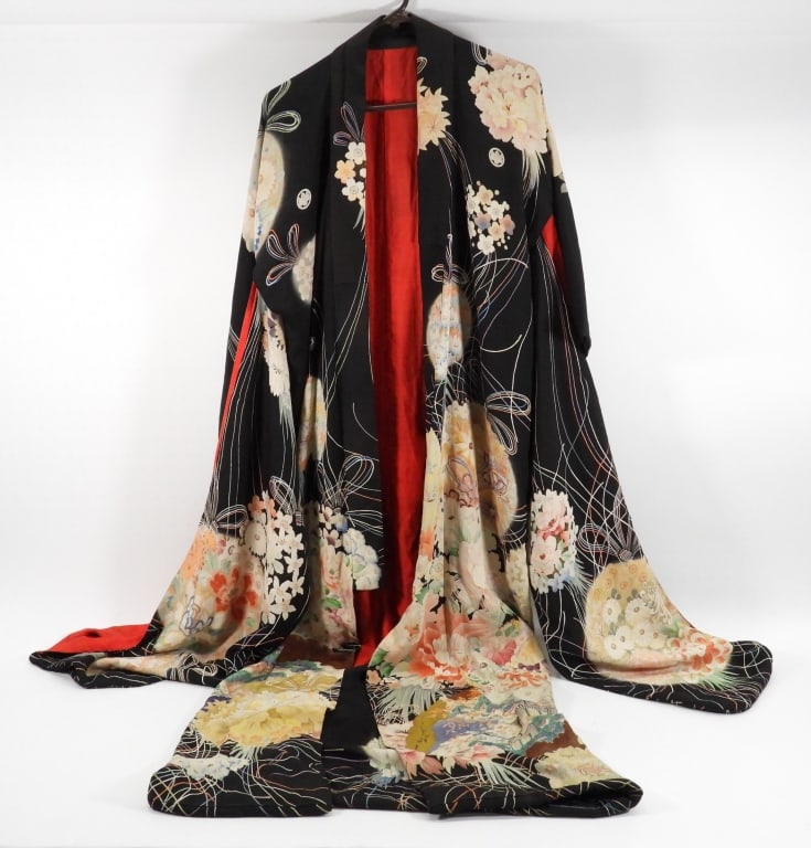 Japanese Yuzen Hand Painted Kimono (1 of 9)