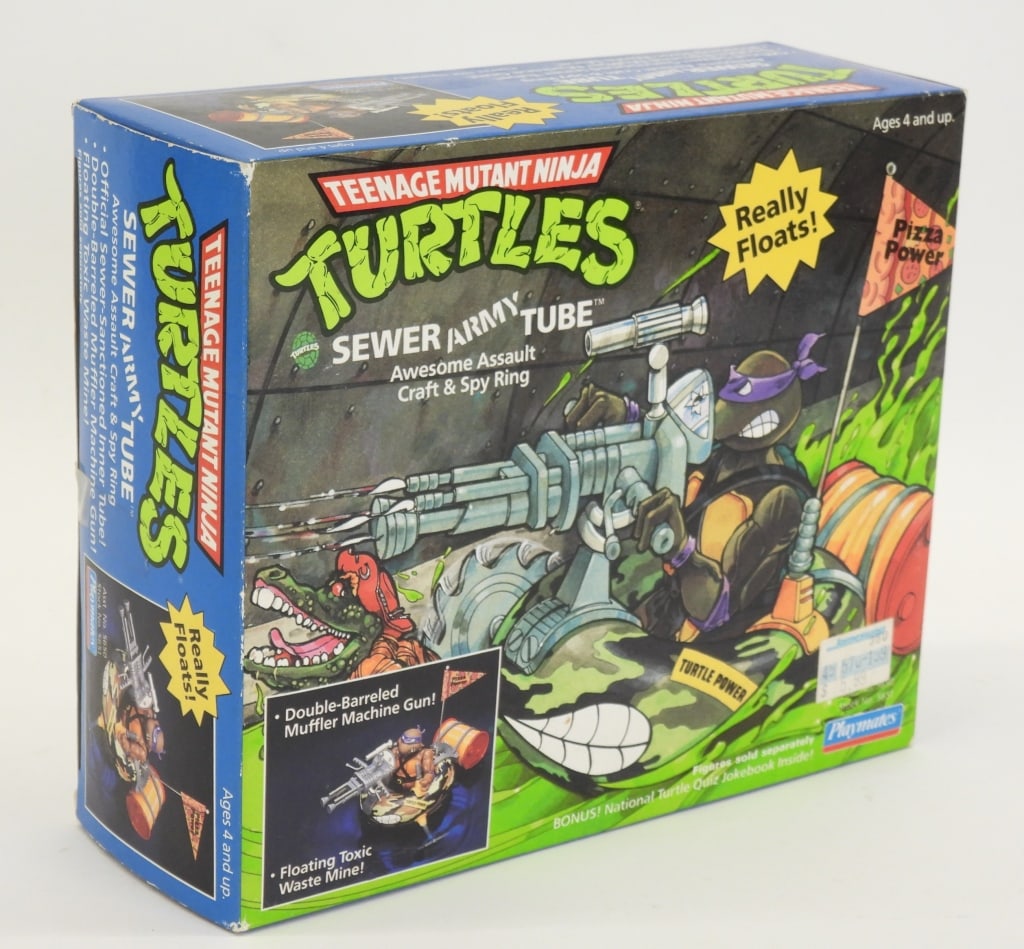 1989 Playmates TMNT Sewer Army Tube MISB: United States,1989 1989 Playmates Teenage Mutant Ninja Turtles Sewer Army Tube, C7.5+ factory sealed with light to moderate wear as expected from age and storage, corner and edge wear with light stain