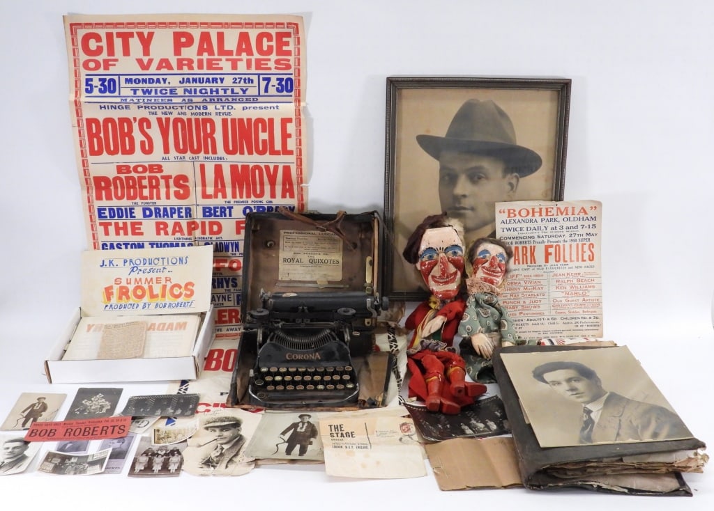 1920's Bob Roberts Comedian Ventriloquist Archive: Engalnd, United States,Circa 1920 Incredible lifetime archive of English comedian and show organizer Bob Roberts, includes a large amount of ephemera including show posters, original identified photog