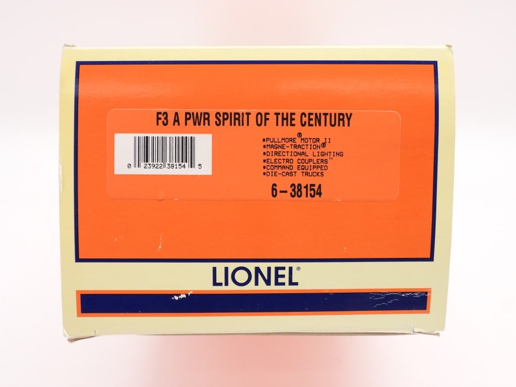 Lionel F3-A Power Spirit of the Century Train: United States,Contemporary Lionel F3-A Power Spirit of the Century, item no. 6-38154. Overall good unused condition, box shows minimal shelf wear. The selection of trains within the auction is a conti