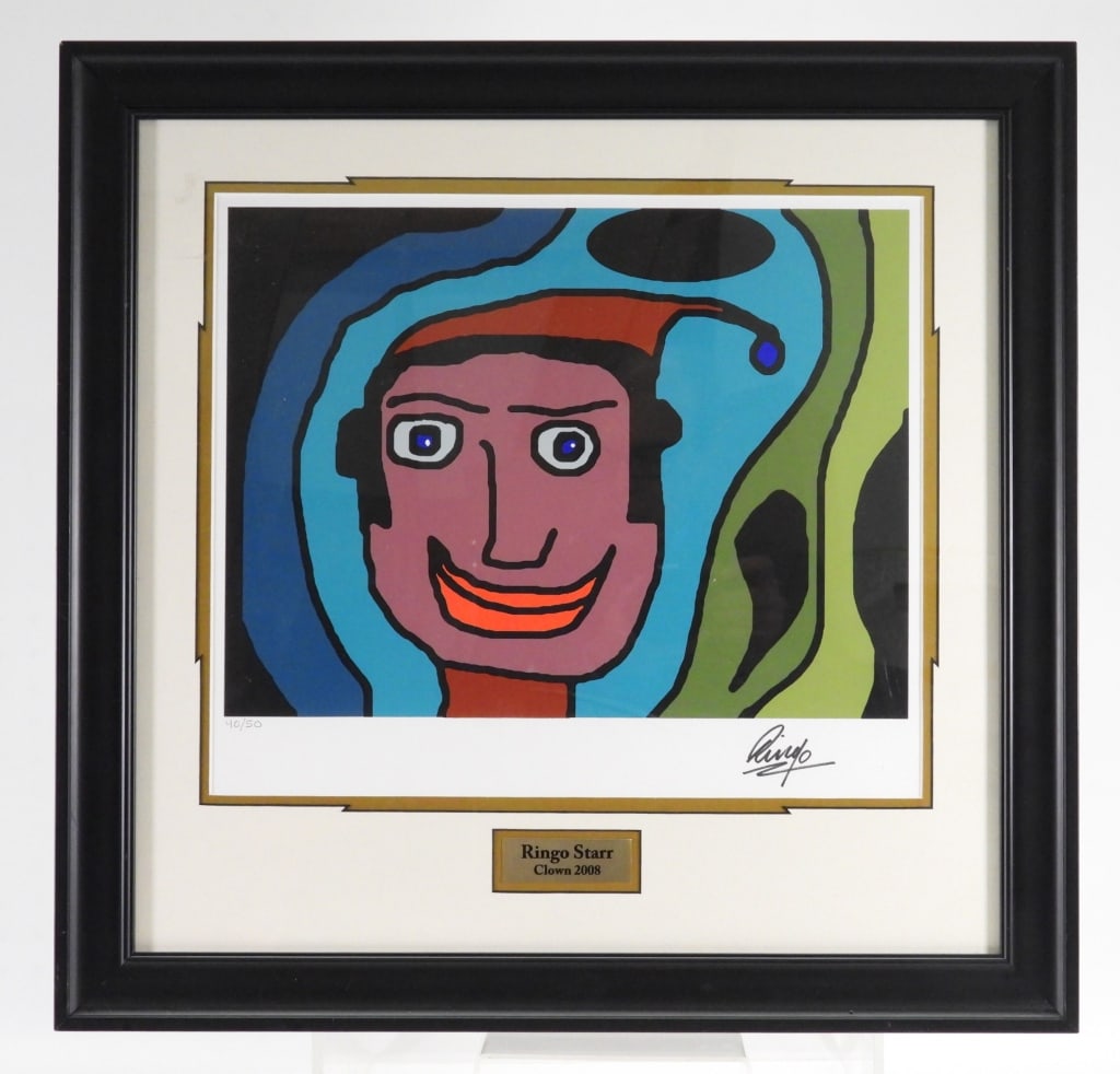 Ringo Starr Clown Hand Signed LE Serigraph: United States,2008 Clown, 2008 by Ringo Starr, serigraph on paper, edition 40 of 50, published by Celebrity Art, Lafayette Hill, Pennsylvania, accompanied with original sale's receipt and certificate