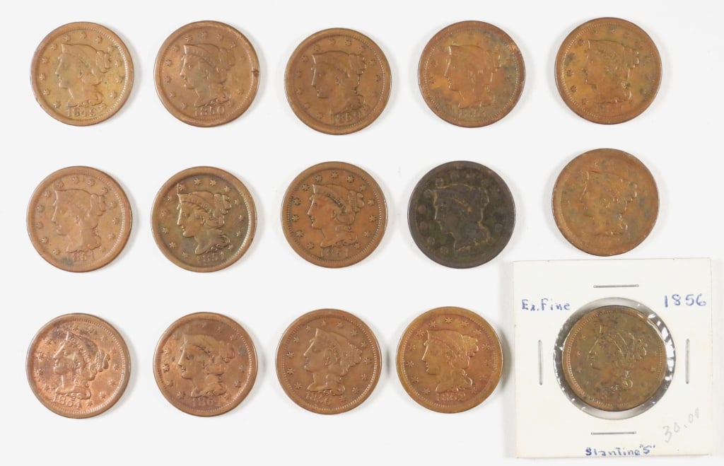 15pc. 1849-1856 Small Cent Coin Collection (1 of 9)