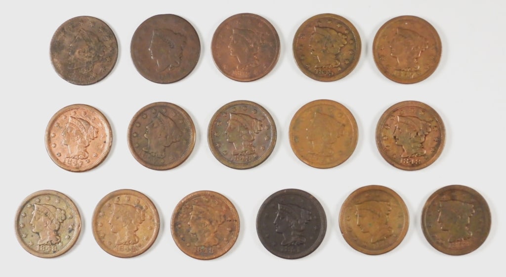 16pc. 1825-1852 Large Cent Coin Collection (1 of 9)