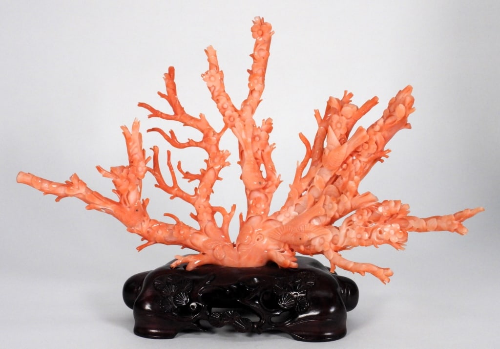 Chinese Carved Coral Birds Avian Sculpture (1 of 7)