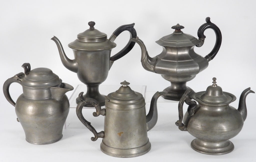 5PC Pewter American & English Ale & Teapots (1 of 11)